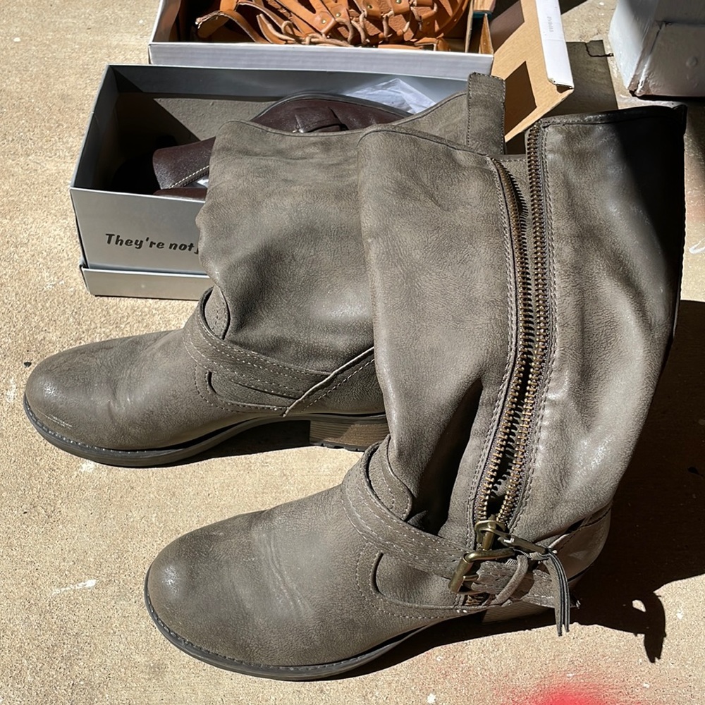 Grey Boots with Buckles